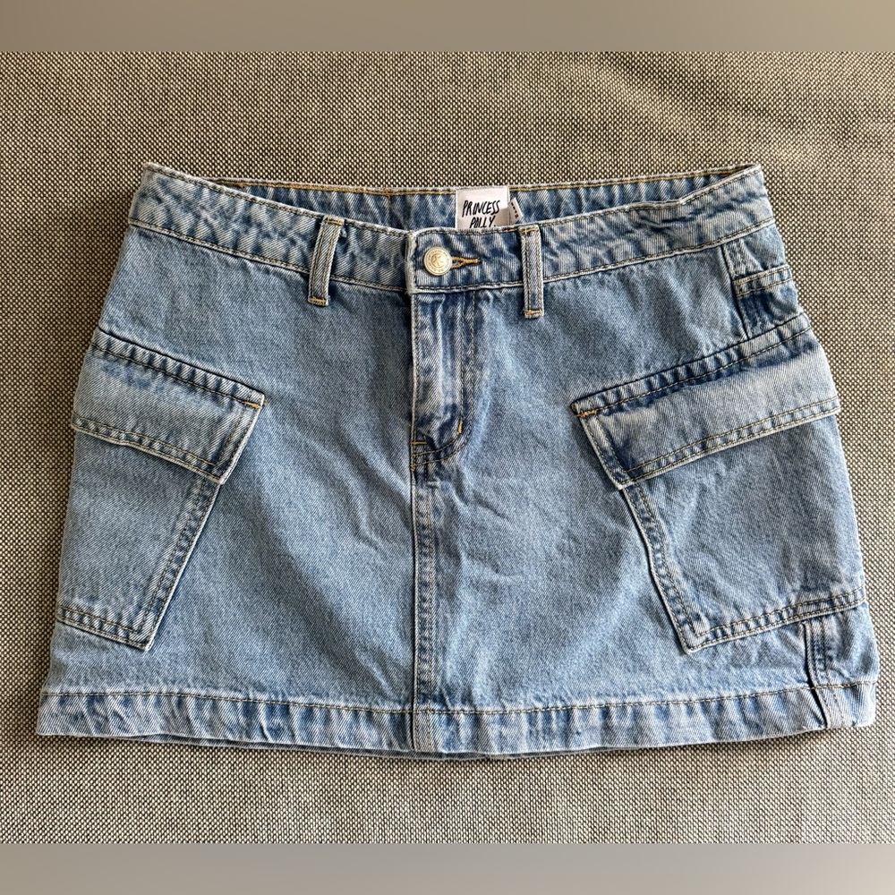 Princess Polly Cargo Denim Mini Skirt (size 4)